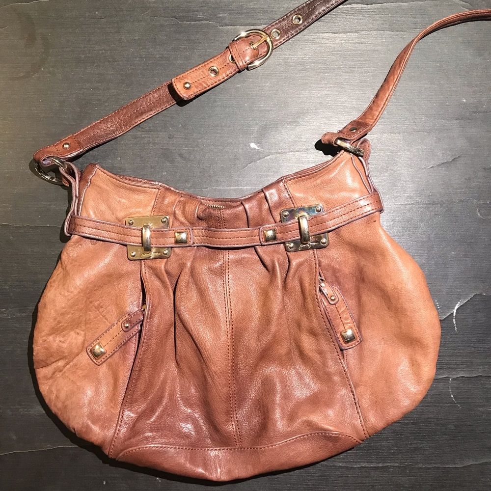 Junior Drake Cognac crossbody leather handbag